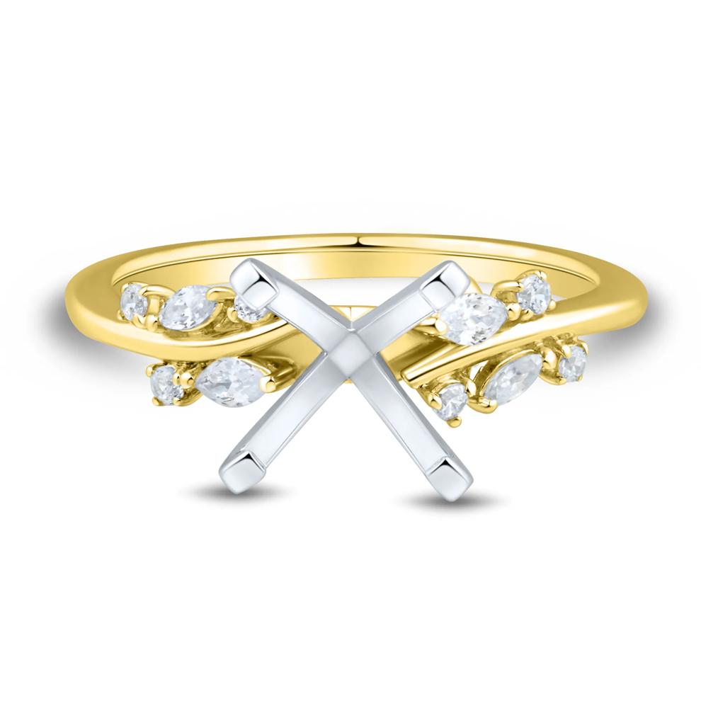 Lab Grown Diamond Semi-Mount Ring in 14K Yellow and White Gold (1/4 ct. tw.) – Image 1 of 6