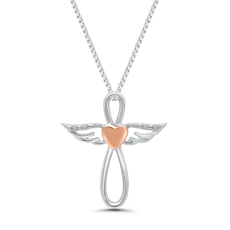 Diamond Angel Pendant in Sterling Silver – Image 1 of 3