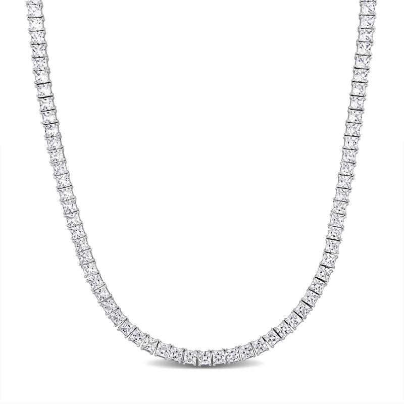 Lab-Created White Sapphire Tennis Necklace in Sterling Silver, 20&rdquo; – Image 1 of 5