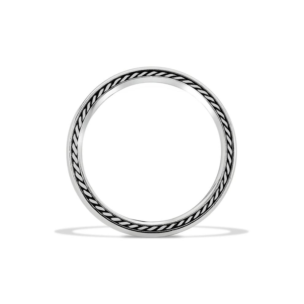 Men's Domed Wedding Band with Braided Inlays in 14K White Gold, 6mm – Image 2 of 5