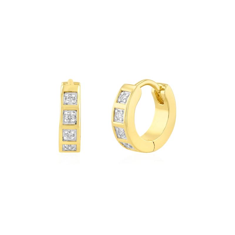 Men&#39;s Diamond Huggie Earrings in Vermeil, 4MM &#40;1/7 ct. tw.&#41; – Image 1 of 4
