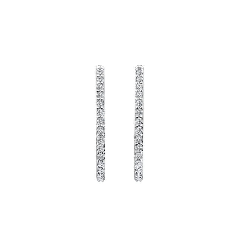 Diamond J-Hoop Earrings in 10K White Gold &#40;1/2 ct. tw.&#41; – Image 3 of 3
