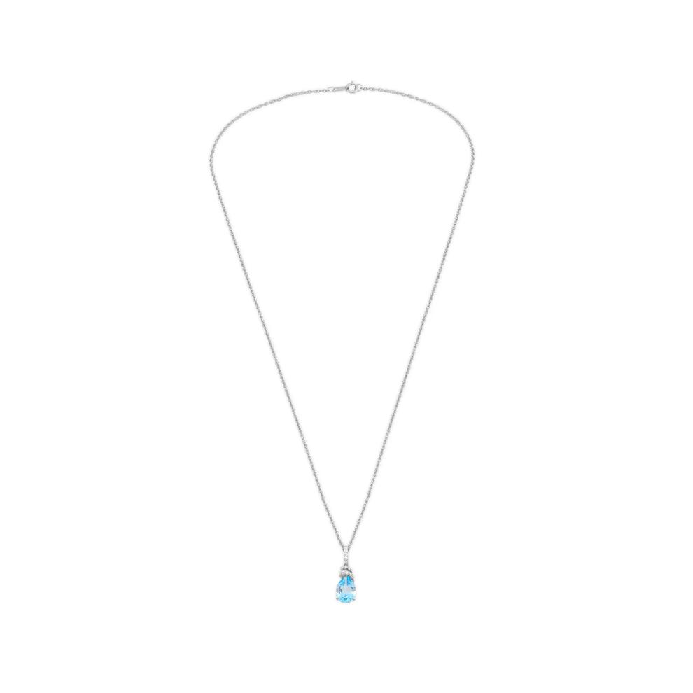 Blue Topaz &amp; Diamond Drop Pendant Necklace in 10K – Image 2 of 4