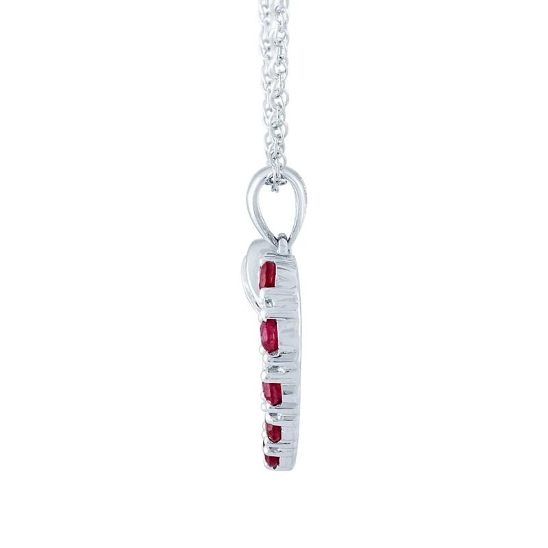 Ruby &amp; Diamond Heart Pendant in 10K White Gold – Image 2 of 2