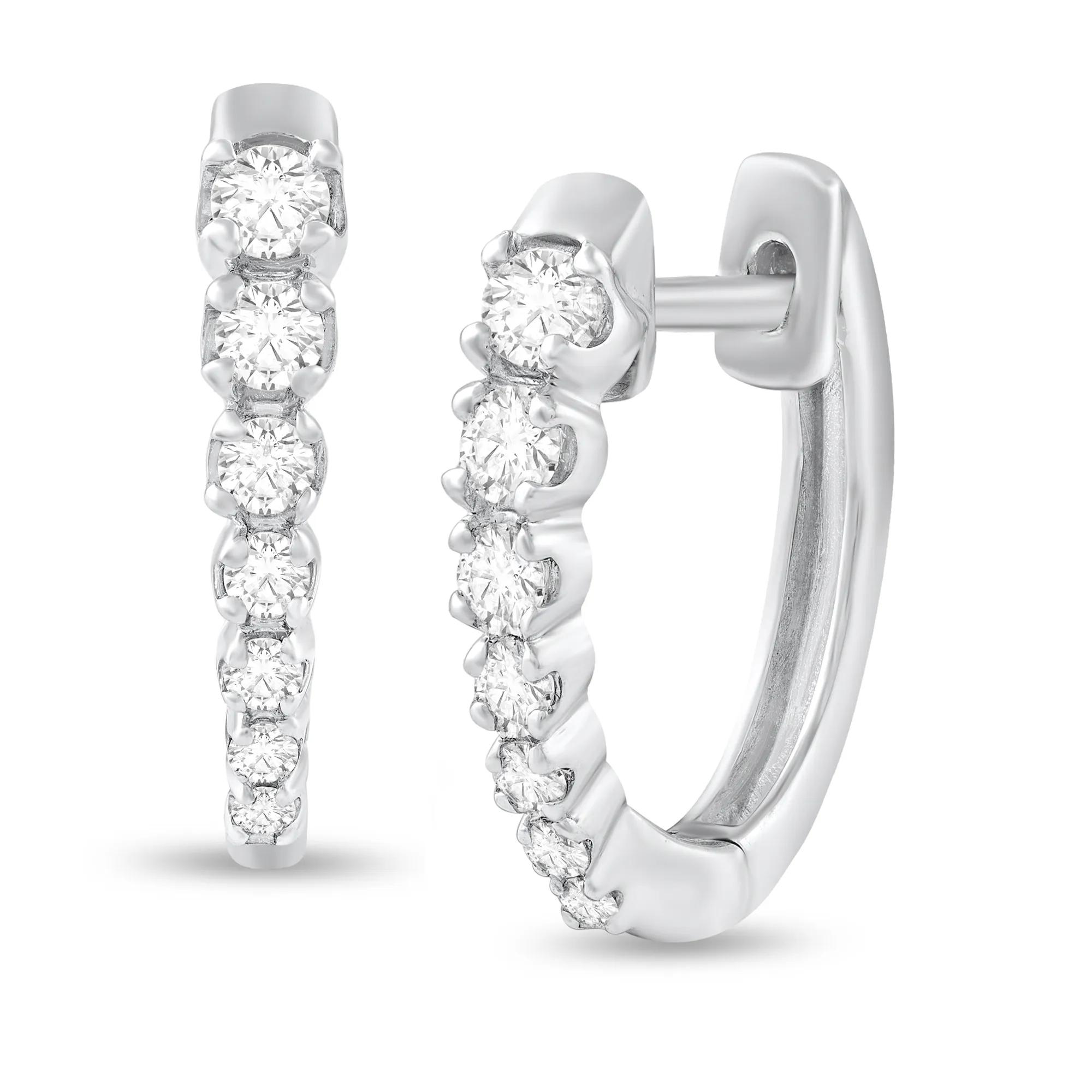 Diamond Graduated Hoop Earrings in 10K White Gold