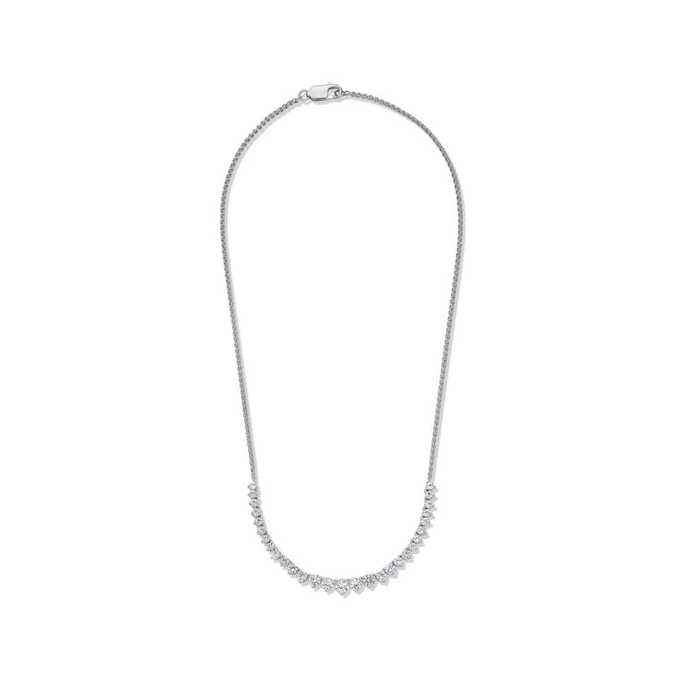 Lab-Created White Sapphire Graduated Frontal Necklace in Sterling Silver – Image 3 of 4
