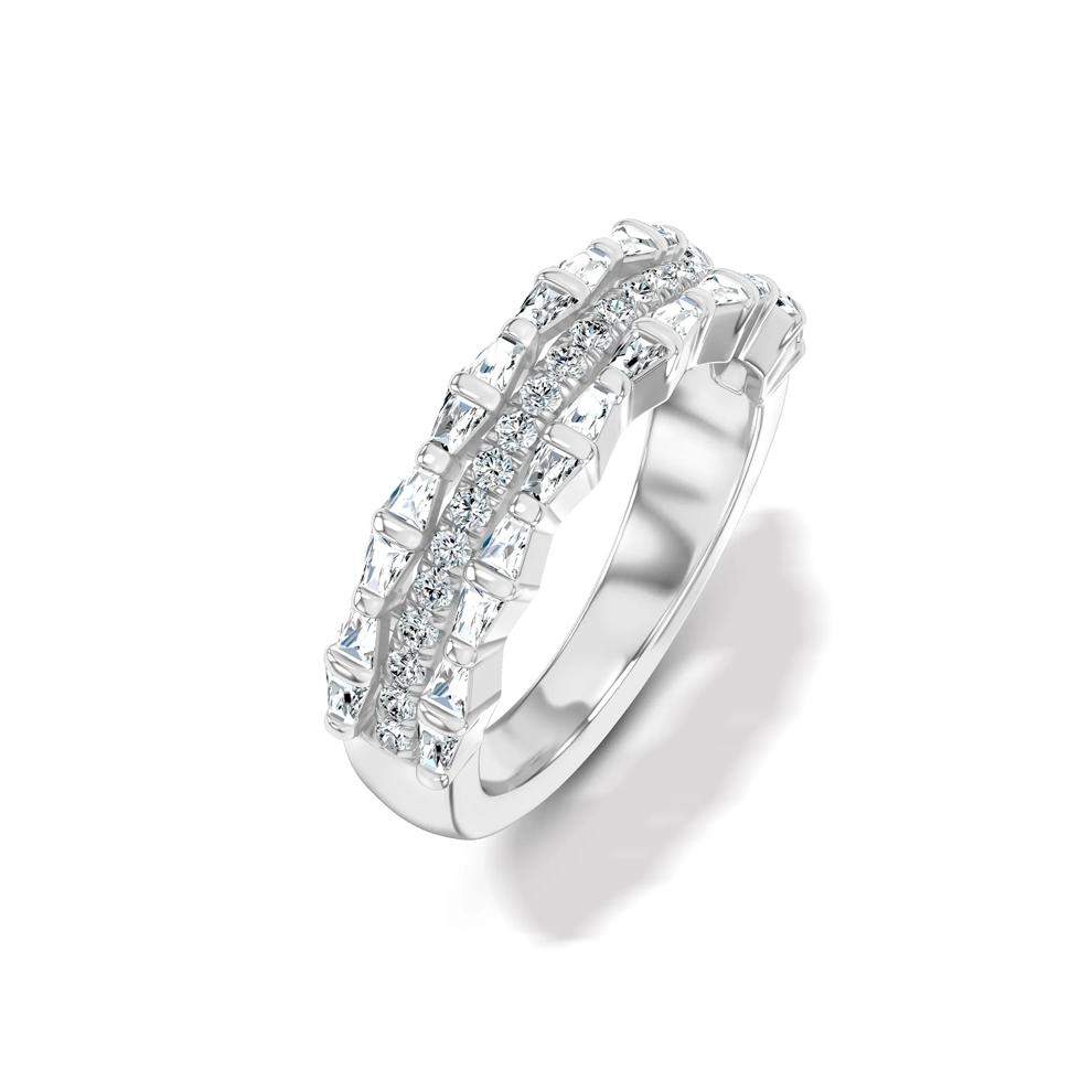 Lab Grown Diamond Baguette &amp; Round Multi-Row Band in 14K White Gold (3/4 ct. tw.) – Image 4 of 4