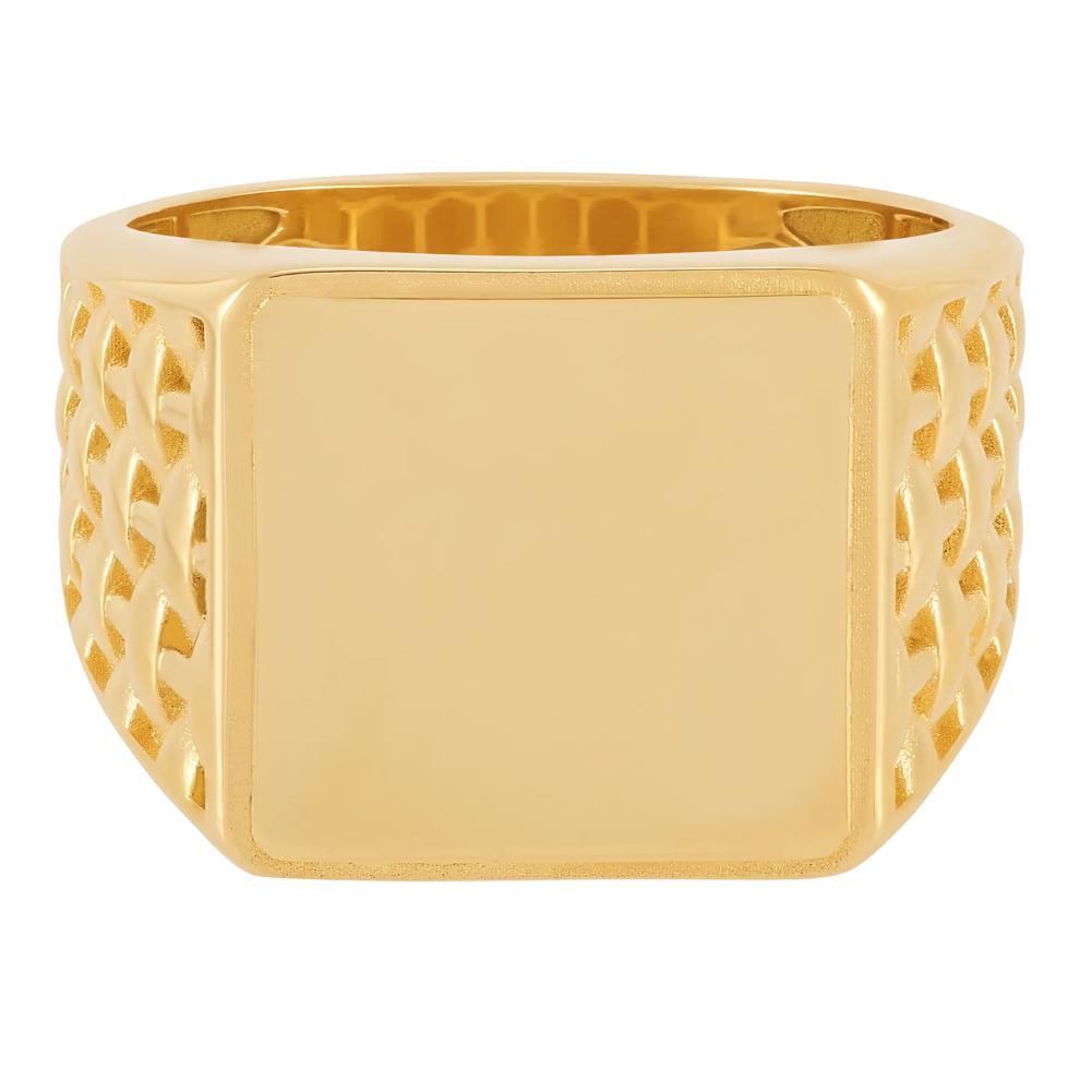 Men's Square Signet Ring in 14K Yellow Gold – Image 1 of 3