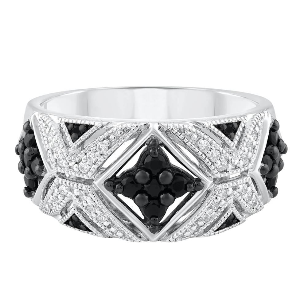 Black &amp; White Diamond Ring in Sterling Silver (1/2 ct. tw.) – Image 1 of 3