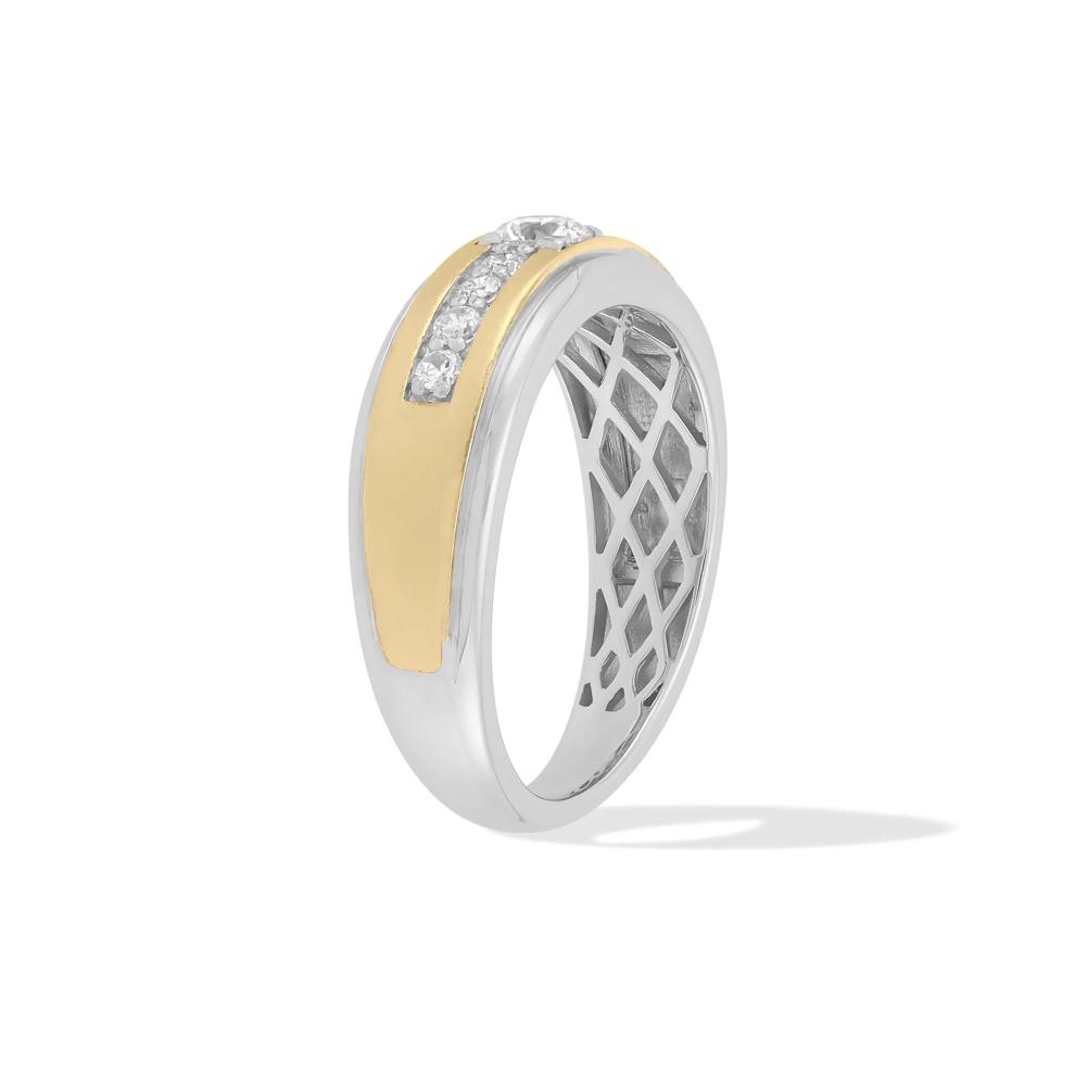 Men's Diamond Two-Tone Ring in 10K White &amp; Yellow Gold (1/2 ct. tw.) – Image 3 of 4
