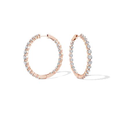 Lab Grown Diamond Shared-Prong Hoop Earrings in 10K Rose Gold (3 ct. tw.)