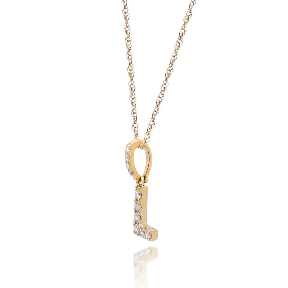 Diamond L Initial Pendant in 10K Yellow Gold (1/10 ct. tw.)  – Image 2 of 4