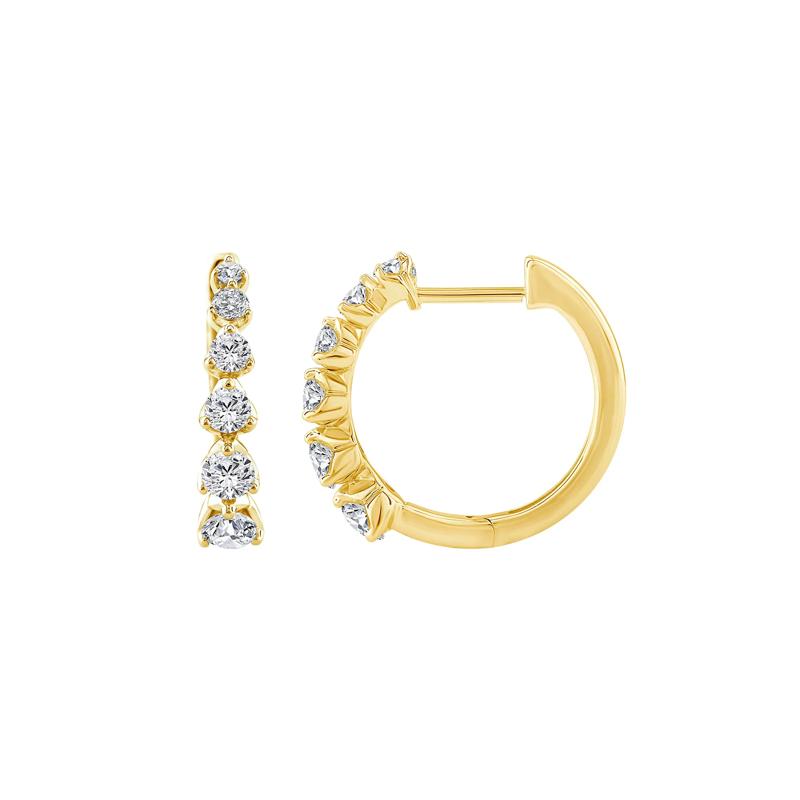 Diamond Graduated Hoop Earrings in 14K Yellow Gold &#40;1 ct. tw.&#41; – Image 2 of 2
