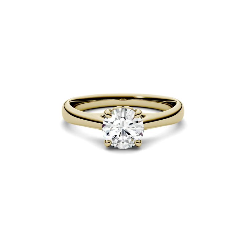 Round Moissanite Solitaire Ring in 14K Yellow Gold – Image 5 of 6