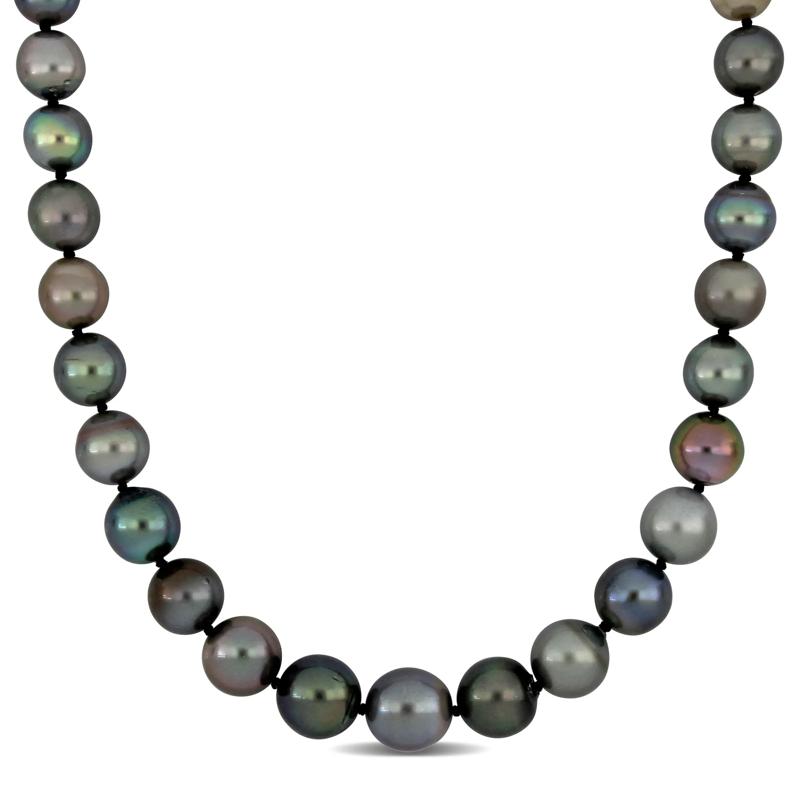 Black Tahitian Pearl Necklace in 14K White Gold – Image 1 of 5