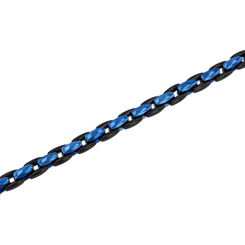 Men&#39;s Link Chain in Black and Blue Ion-Plated Stainless Steel – Image 2 of 3