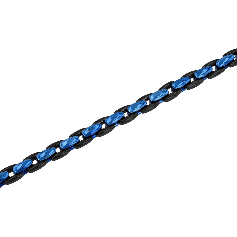 Men's Link Chain in Black and Blue Ion-Plated Stainless Steel – Image 2 of 3