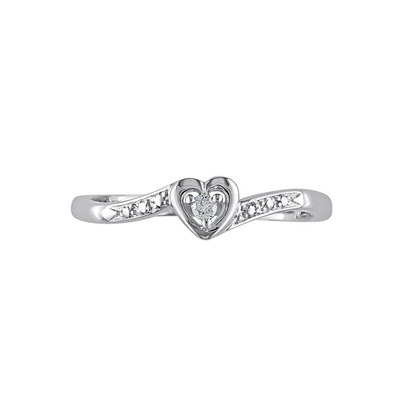 Diamond Heart Ring in Sterling Silver – Image 1 of 4