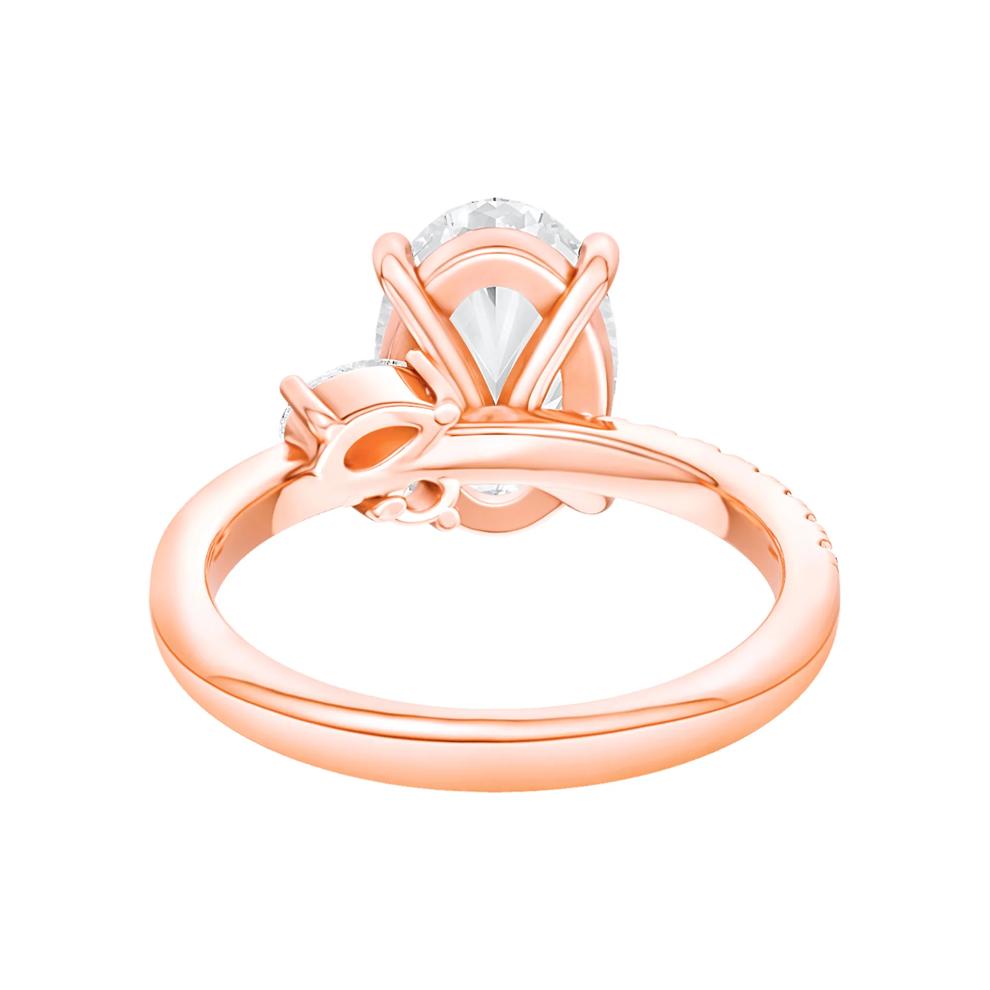 Ella Lab Grown Diamond Oval Center Engagement Ring in 14K Rose Gold (3 1/3 ct. tw.) – Image 4 of 5