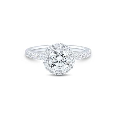 Lab Grown Diamond Round Halo Engagement Ring in 14K White Gold (1 1/2 ct. tw.)