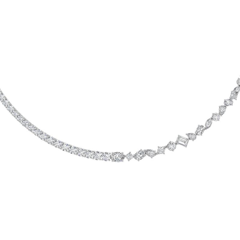 Lab Grown Diamond Fancy-Cut Necklace in 14K White Gold &#40;10 ct. tw.&#41; – Image 1 of 2