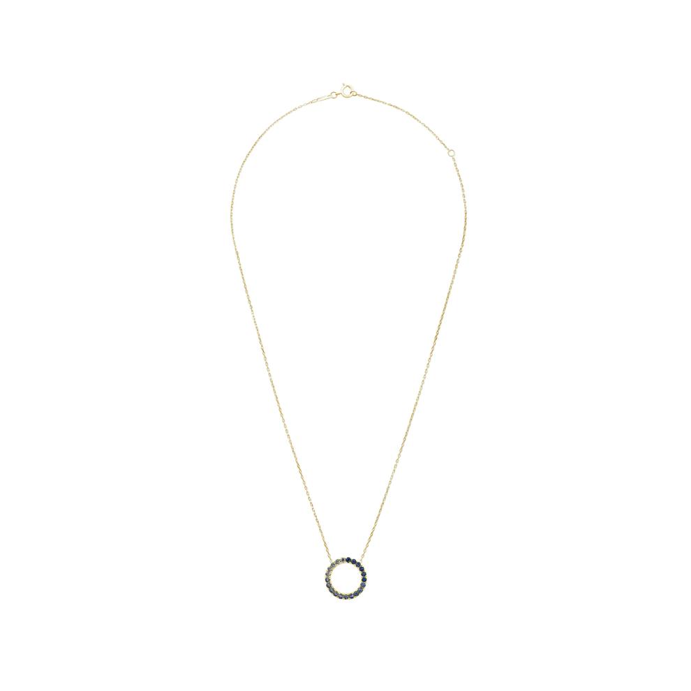 Shades of Montana Blue Sapphire Circle Pendant Necklace in 10K Yellow Gold – Image 3 of 4
