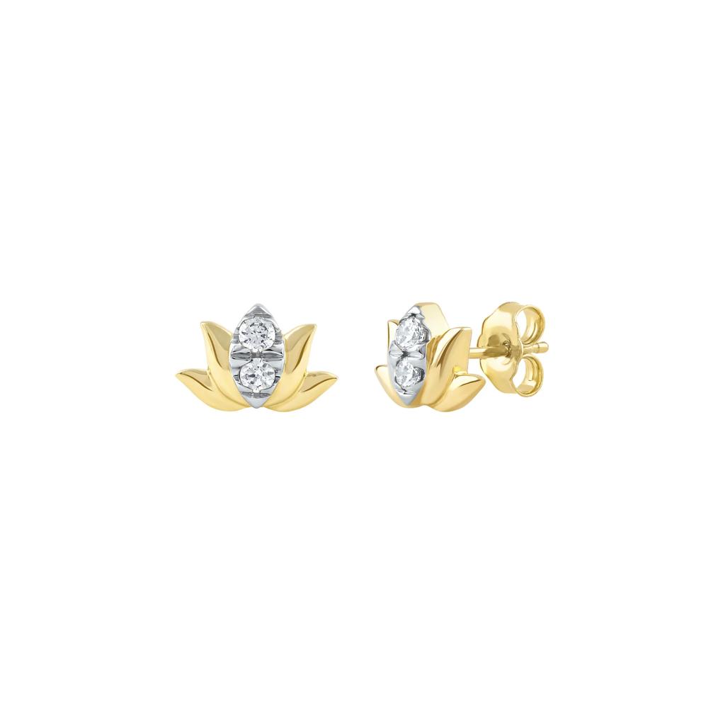 Diamond Lotus Earrings in 10K Yellow Gold (1/5 ct. tw.) – Image 1 of 1