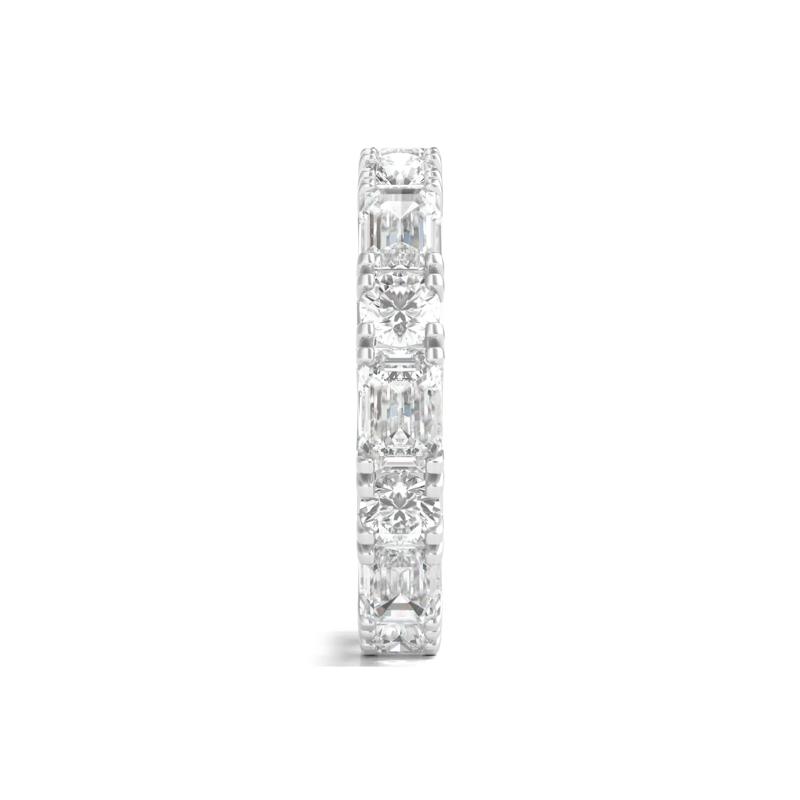 Round and Emerald-Cut Lab Grown Diamond Eternity Band in Platinum &#40;5 ct. tw.&#41; – Image 3 of 3