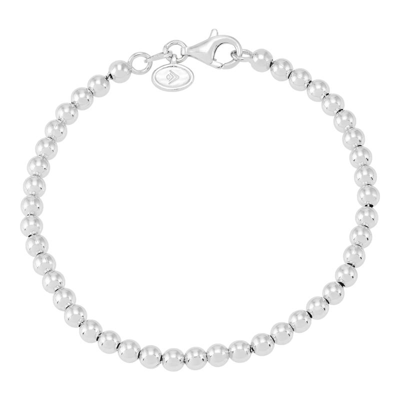Polished Bead Bracelet in Sterling Silver, 4MM, 7.5&quot; – Image 2 of 3