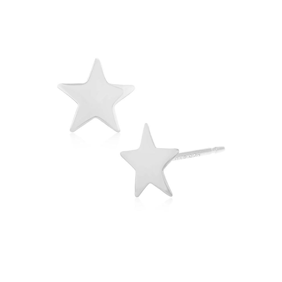 Star Stud Earrings in 14K White Gold – Image 1 of 2