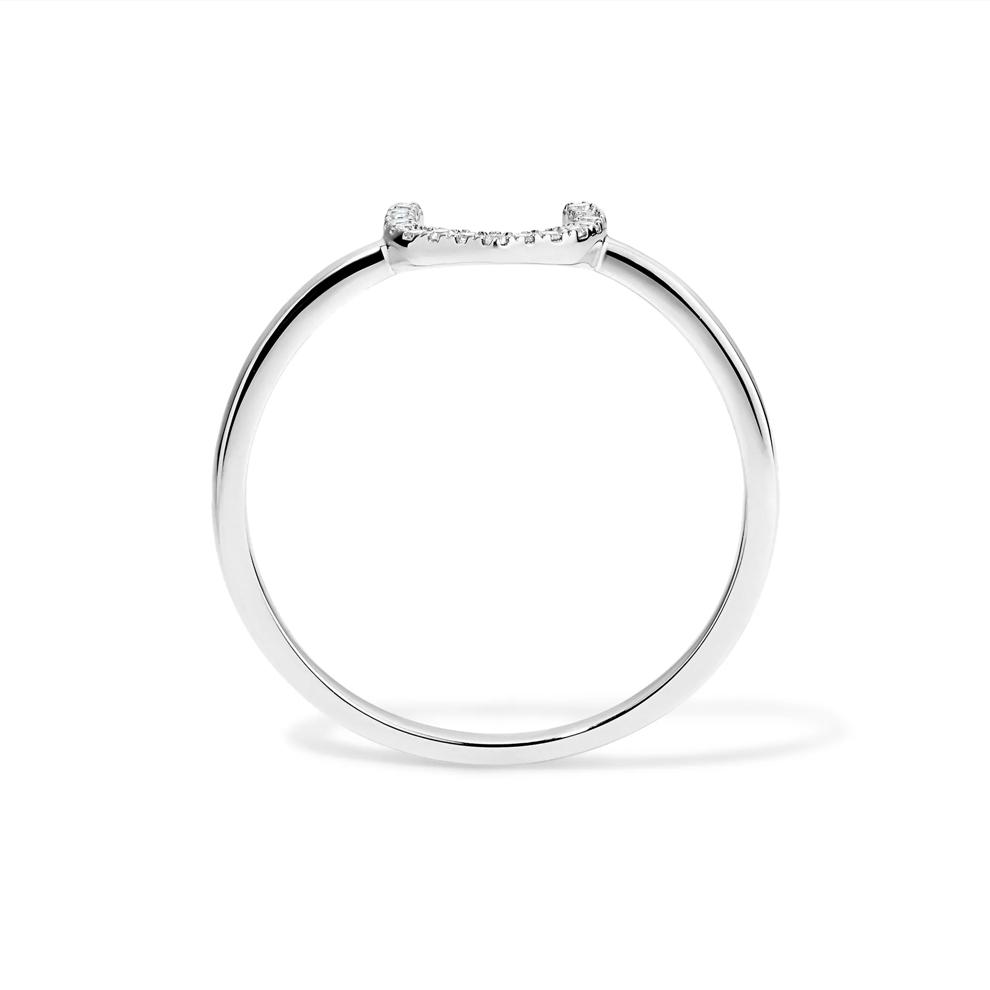 Diamond Accent Horseshoe Ring in 10K White Gold – Image 2 of 4
