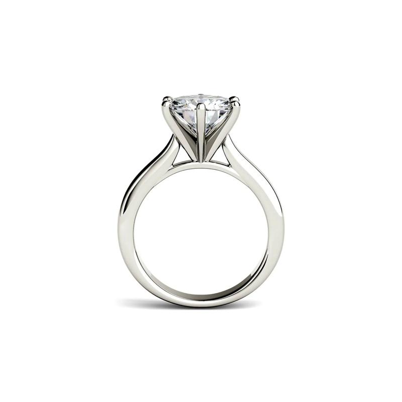 Round Moissanite Solitaire Ring in 14K White Gold &#40;3 ct. dew&#41; – Image 3 of 3