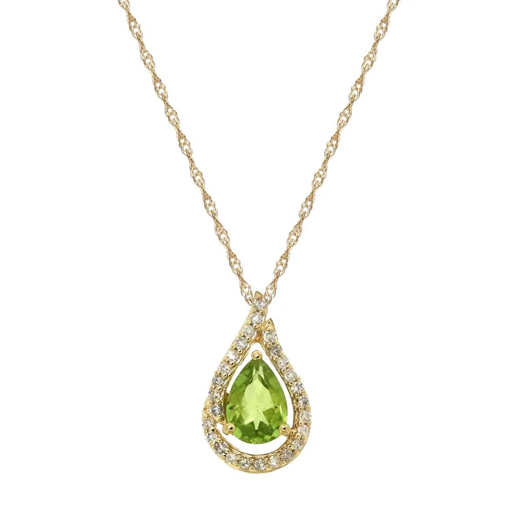 Peridot &amp; 1/8 ct. tw. Diamond Pendant in 10K Yellow Gold – Image 1 of 3