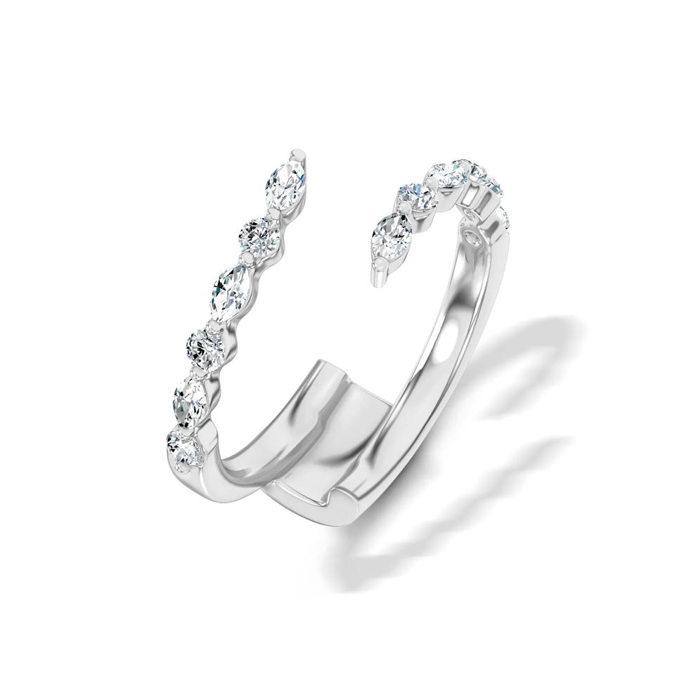 Lab Grown Diamond Marquise &amp; Round Bypass Insert in 14K White Gold (1/3 ct. tw.) – Image 4 of 4