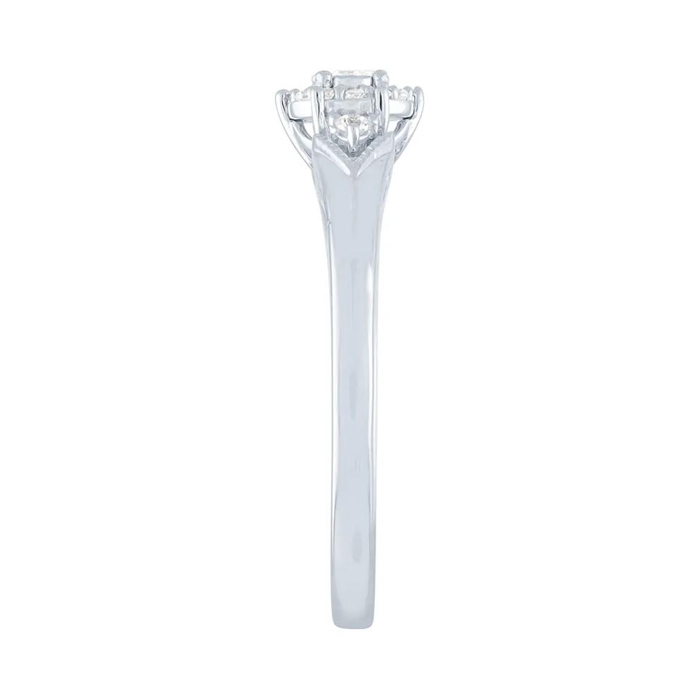 Diamond Halo Promise Ring with Side Stones in Sterling Silver (1/8 ct. tw.) – Image 3 of 3