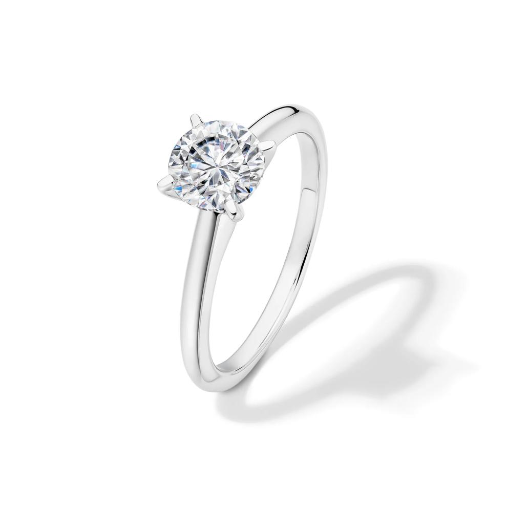 Lab-Created Moissanite Round Solitaire Ring in 10K White Gold (1 ct. dew) – Image 4 of 4