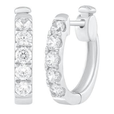 Round Diamond Hoop Earrings in 10K White Gold, 17MM (1 ct. tw.)