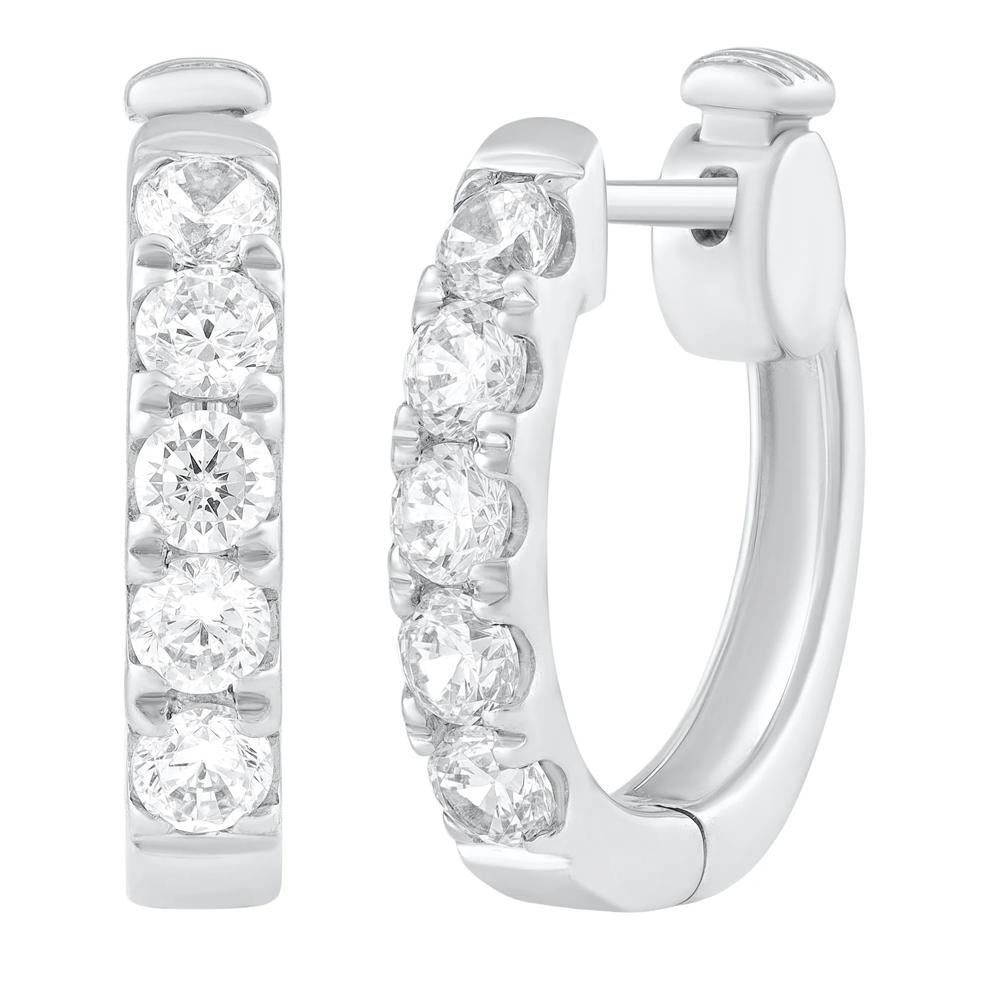 Round Diamond Hoop Earrings in 10K White Gold, 17MM (1 ct. tw.) – Image 1 of 1