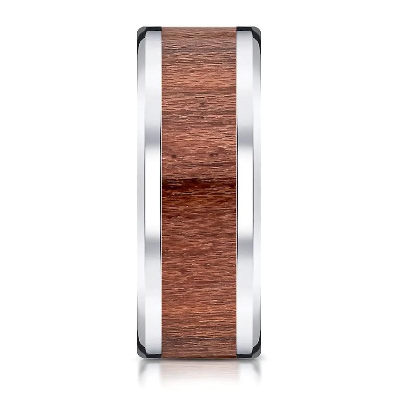 Men&#39;s Rosewood Inlay Band in White Cobalt, 8MM – Image 3 of 3