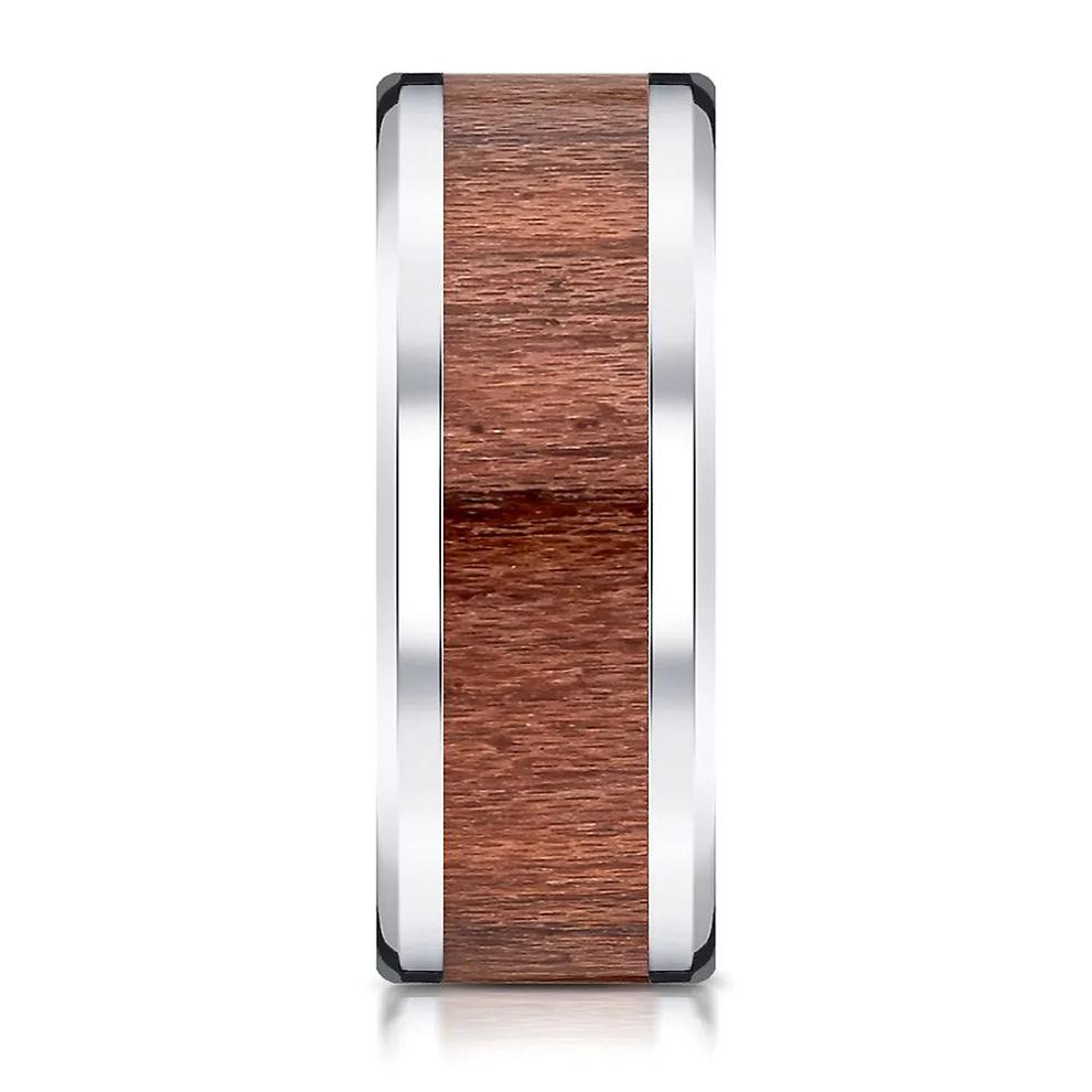 Men's Rosewood Inlay Band in White Cobalt, 8MM – Image 3 of 3
