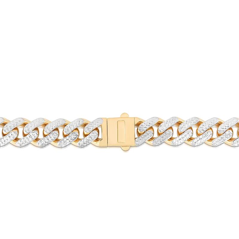 Diamond-Cut Cuban Link Chain in 14K Yellow &amp; White Gold, 24&rdquo; – Image 3 of 4
