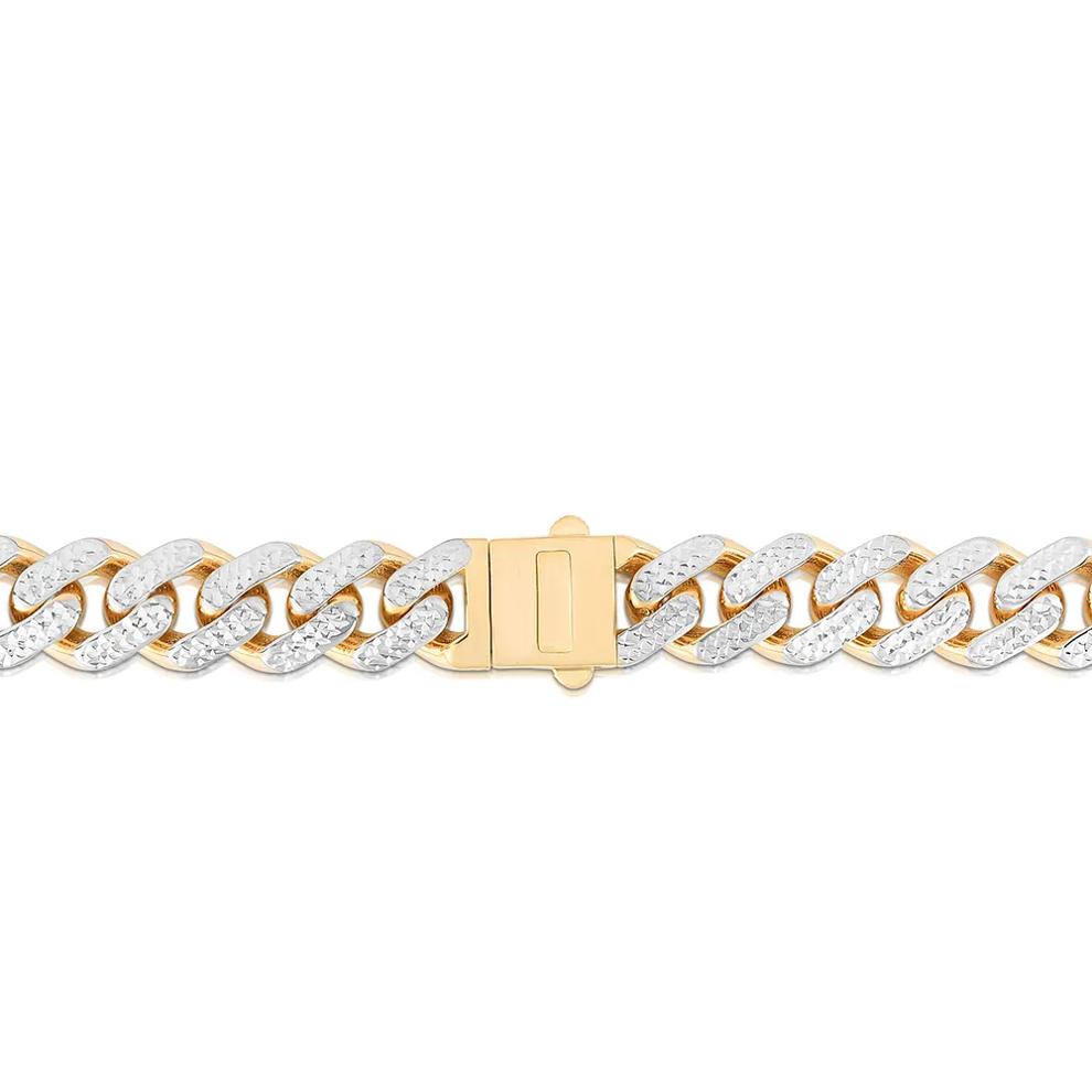 Diamond-Cut Cuban Link Chain in 14K Yellow &amp; White Gold, 24&rdquo; – Image 3 of 4