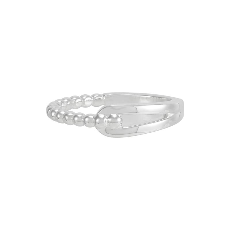 Polished Beaded and Smooth Loop Band in Sterling Silver – Image 1 of 4
