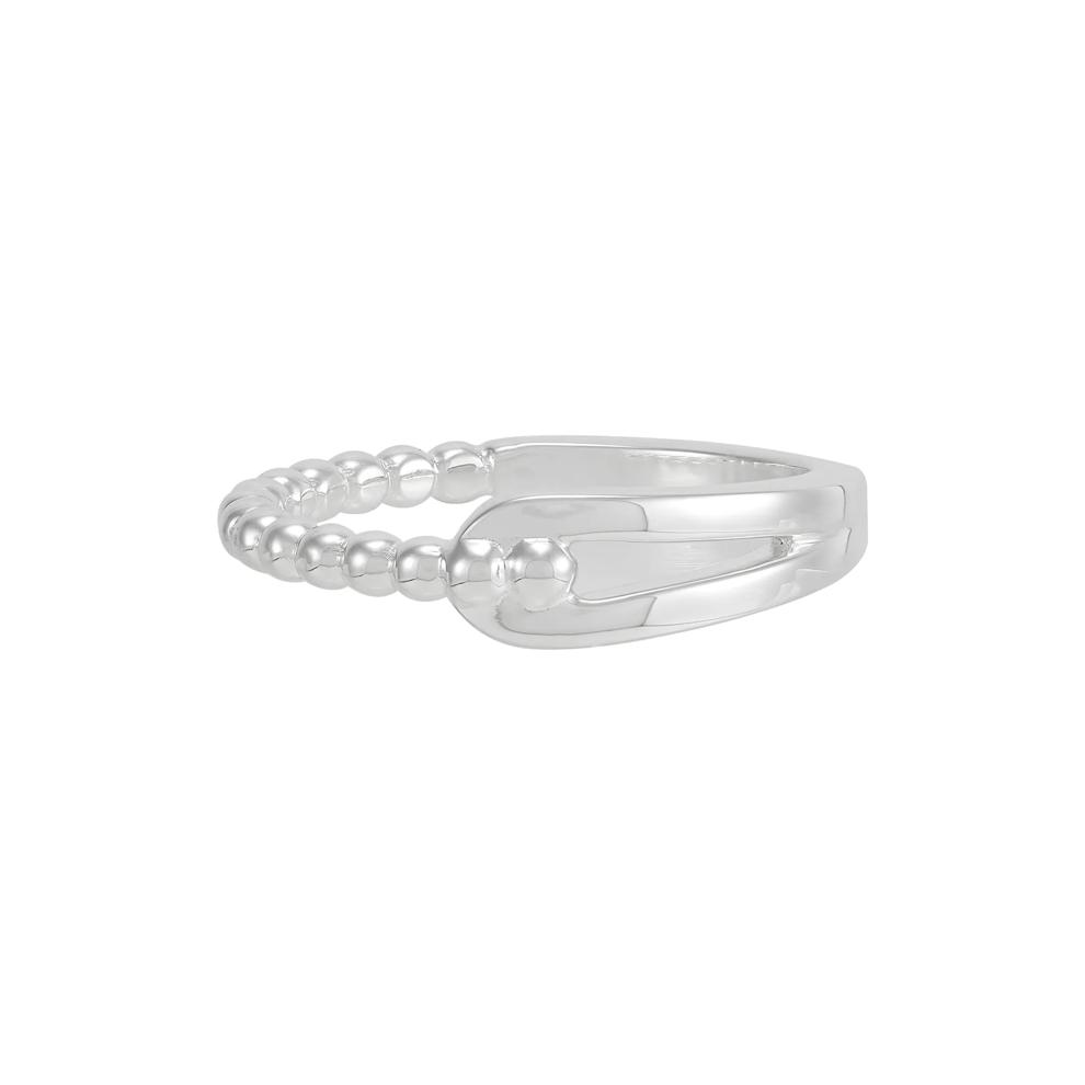 Polished Beaded and Smooth Loop Band in Sterling Silver – Image 1 of 4