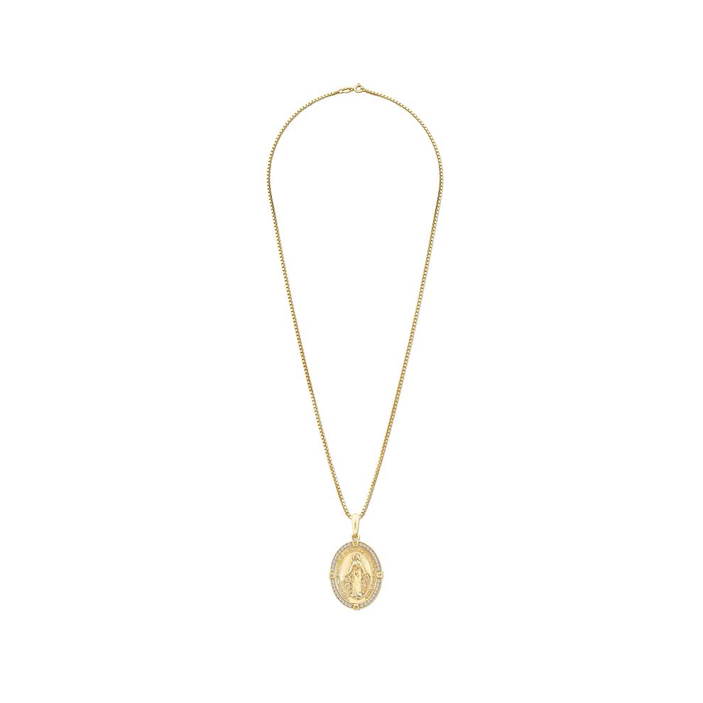Men's Diamond Lady of Guadalupe Pendant Necklace in 10K Yellow Gold (1/2 ct. tw.) – Image 3 of 4