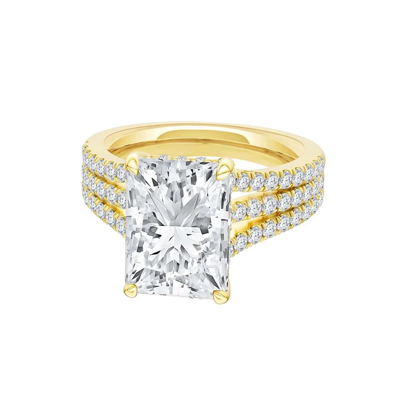 Lotus Lab Grown Diamond Radiant-Cut Engagement Ring in 18K Yellow Gold &#40;4 3/4 ct. tw.&#41; – Image 2 of 5