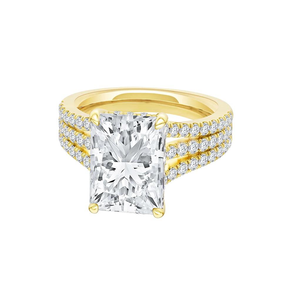 Lotus Lab Grown Diamond Radiant-Cut Engagement Ring in 18K Yellow Gold (4 3/4 ct. tw.) – Image 2 of 5