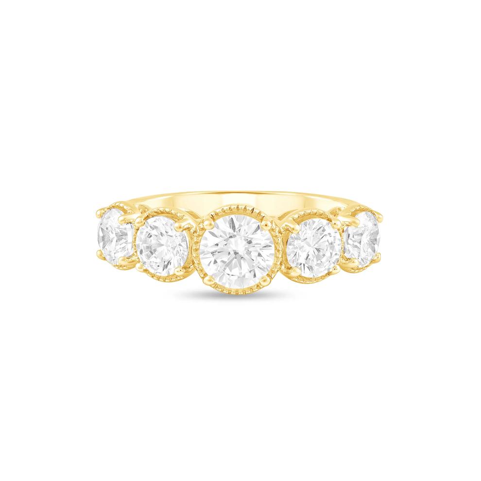 Lab Grown Diamond Round Five-Stone Band in 10K Yellow Gold (2 ct. tw.) – Image 1 of 4