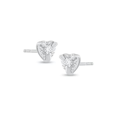 Diamond Heart Illusion Plate Stud Earrings in 10K White Gold (1/8 ct. tw.)