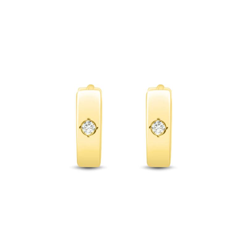 Lab Grown Diamond Accent Huggie Hoop Earrings in Vermeil, 9MM  – Image 2 of 2